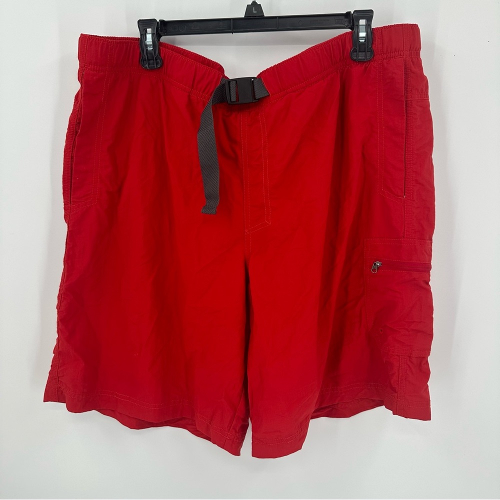 Columbia Sportswear Swim Trunks Shorts Mens XL Red Pocket Mesh Lined Belt